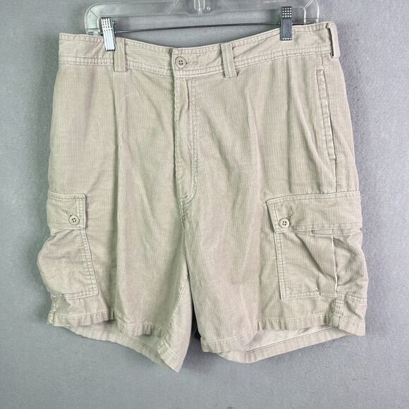 VINTAGE Ralph Lauren Polo Corduroy Cargo Shorts Mens 36 Beige Khaki Pockets USA